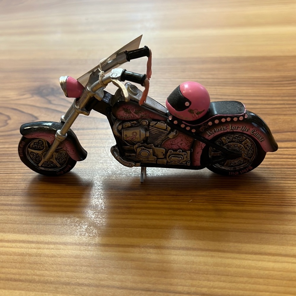 Breast cancer motorcycle figurine